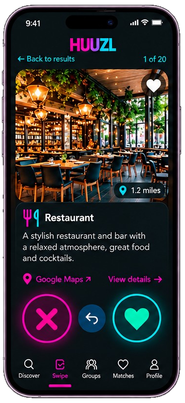 HUUZL app preview: Swipe on what you like